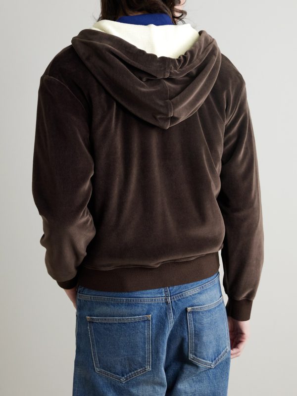 Embellished Logo-Embroidered Cotton-Blend Velour Zip-Up Hoodie - BK Embellished Logo-Embroidered Cotton-Blend Velour Zip-Up Hoodie - BK