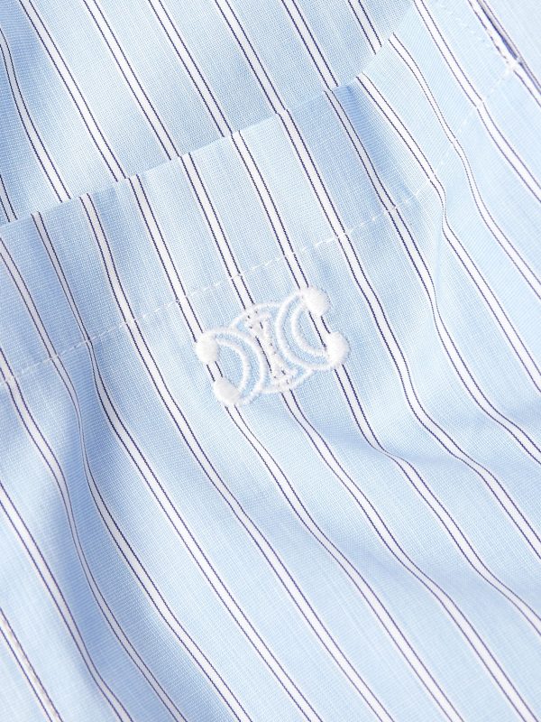 Convertible-Collar Logo-Embroidered Striped Cotton-Poplin Shirt - CU Convertible-Collar Logo-Embroidered Striped Cotton-Poplin Shirt - CU