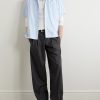 Convertible-Collar Logo-Embroidered Striped Cotton-Poplin Shirt - OU Convertible-Collar Logo-Embroidered Striped Cotton-Poplin Shirt - OU
