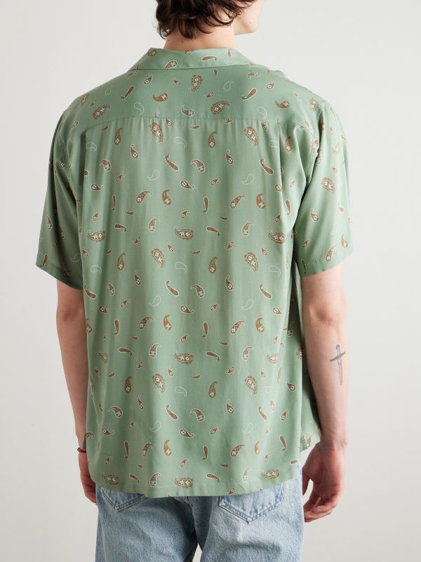 Convertible-Collar Paisley-Print Voile Shirt - BK Convertible-Collar Paisley-Print Voile Shirt - BK