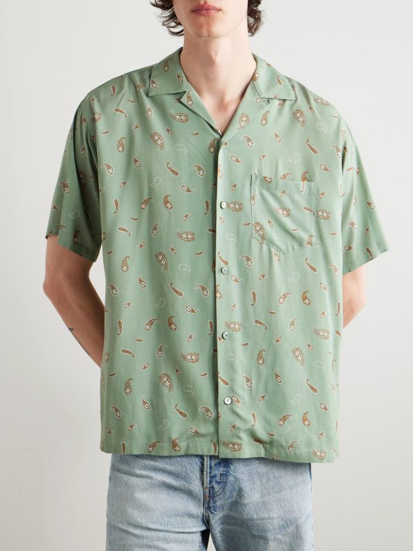 Convertible-Collar Paisley-Print Voile Shirt - FR Convertible-Collar Paisley-Print Voile Shirt - FR