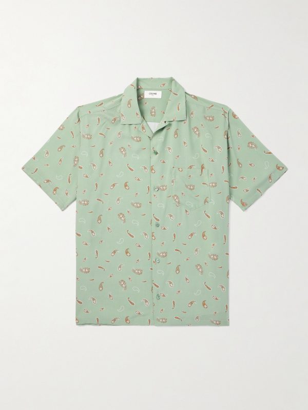 Convertible-Collar Paisley-Print Voile Shirt Convertible-Collar Paisley-Print Voile Shirt