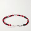 Silver-Tone, Resin, Onyx and Strass Crystal Bracelet - BK