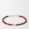 Silver-Tone, Resin, Onyx and Strass Crystal Bracelet