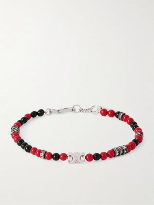 Silver-Tone, Resin, Onyx and Strass Crystal Bracelet Silver-Tone, Resin, Onyx and Strass Crystal Bracelet
