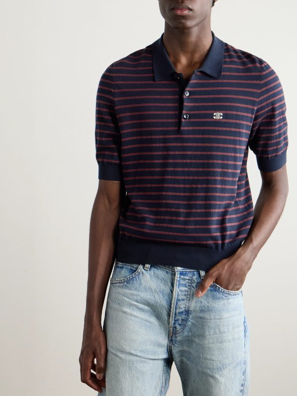 Slim-Fit Logo-Embroidered Striped Cotton Polo Shirt - FR Slim-Fit Logo-Embroidered Striped Cotton Polo Shirt - FR