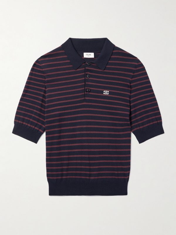 Slim-Fit Logo-Embroidered Striped Cotton Polo Shirt Slim-Fit Logo-Embroidered Striped Cotton Polo Shirt