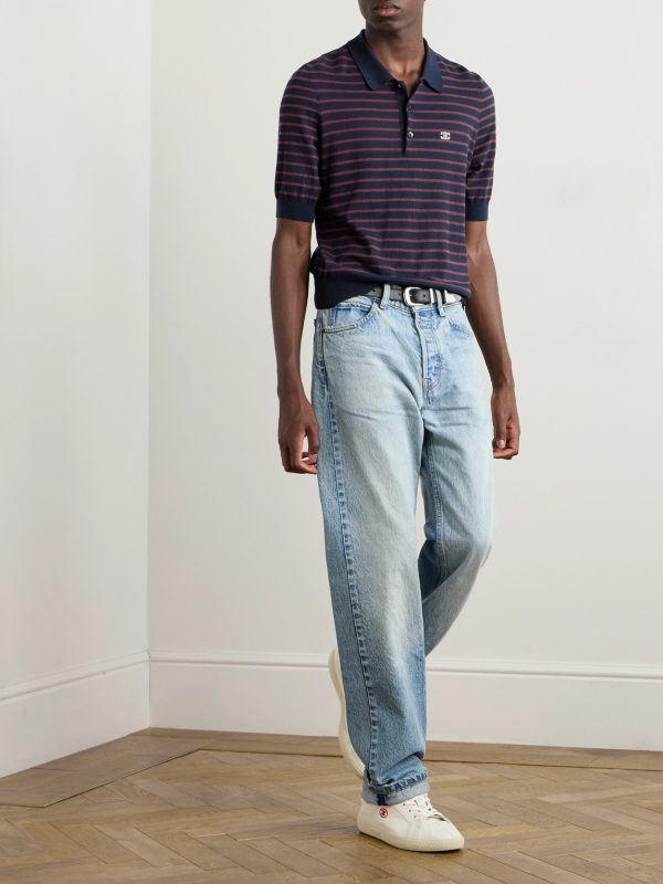 Slim-Fit Logo-Embroidered Striped Cotton Polo Shirt - OU Slim-Fit Logo-Embroidered Striped Cotton Polo Shirt - OU