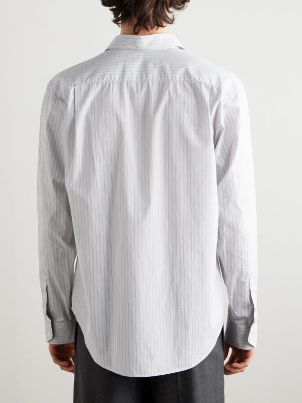 Logo-Embroidered Striped Cotton-Poplin Shirt - BK Logo-Embroidered Striped Cotton-Poplin Shirt - BK