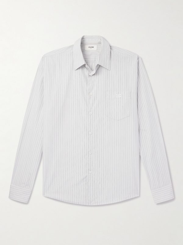 Logo-Embroidered Striped Cotton-Poplin Shirt Logo-Embroidered Striped Cotton-Poplin Shirt