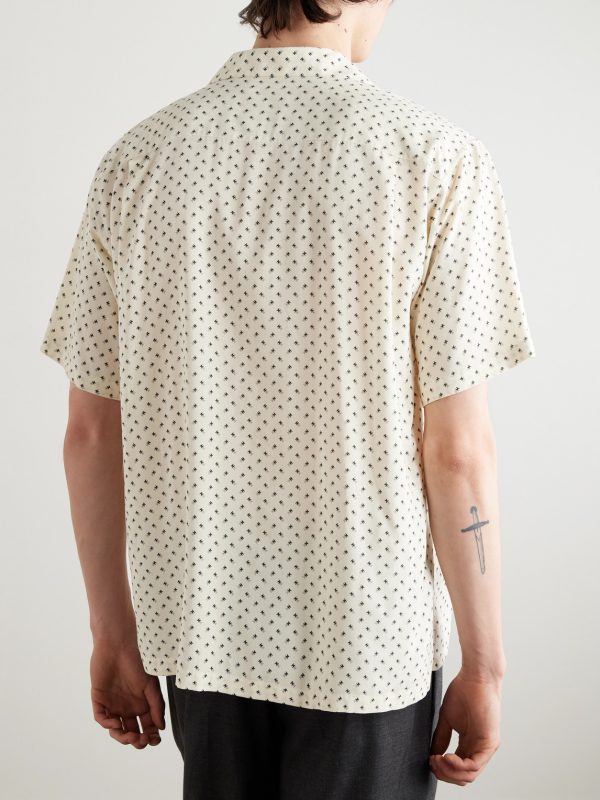Camp-Collar Logo-Print Voile Shirt - BK Camp-Collar Logo-Print Voile Shirt - BK