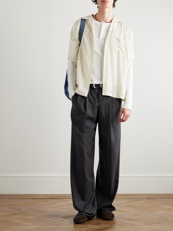Camp-Collar Logo-Print Voile Shirt - OU Camp-Collar Logo-Print Voile Shirt - OU