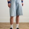 Straight-Leg Frayed Denim Bermuda Shorts - FR