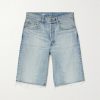 Straight-Leg Frayed Denim Bermuda Shorts