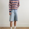 Straight-Leg Frayed Denim Bermuda Shorts - OU