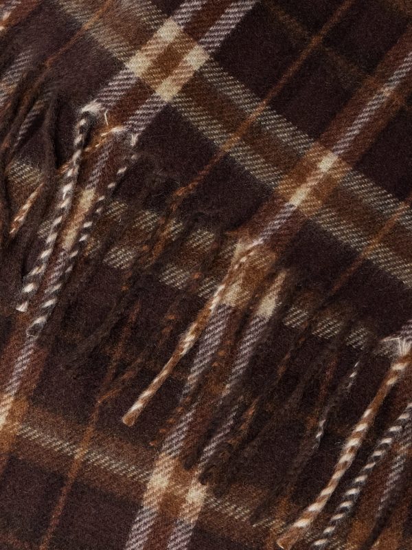 Checked Fringed Cashmere Scarf - CU Checked Fringed Cashmere Scarf - CU