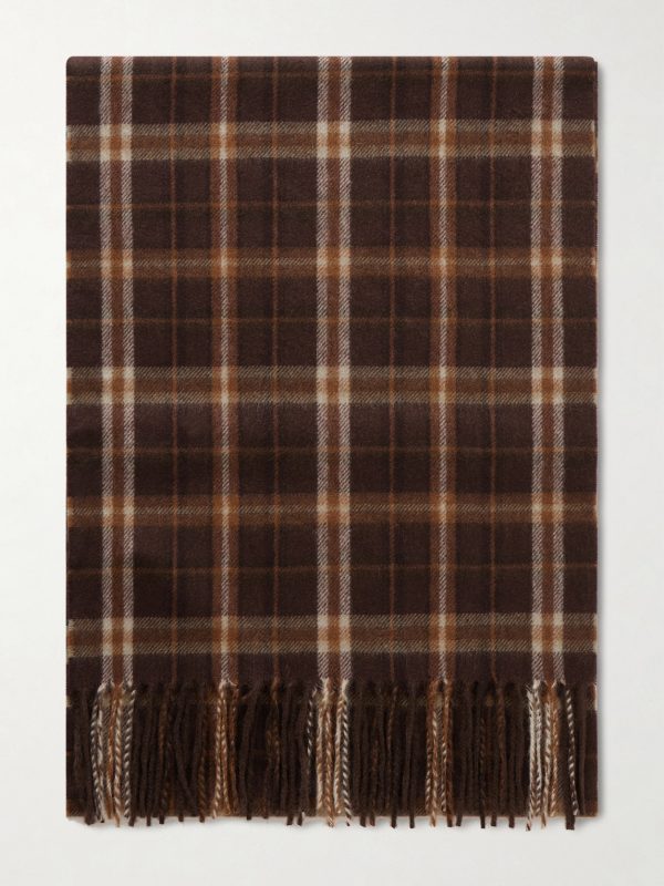 Checked Fringed Cashmere Scarf Checked Fringed Cashmere Scarf