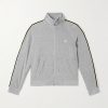 Slim-Fit Webbing-Trimmed Logo-Embroidered Cotton-Blend Velour Track Jacket Slim-Fit Webbing-Trimmed Logo-Embroidered Cotton-Blend Velour Track Jacket