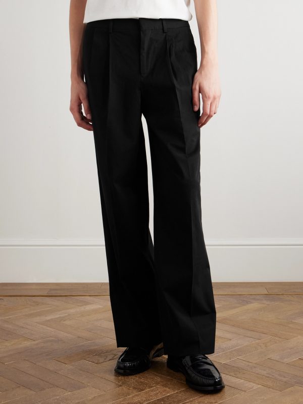 Straight-Leg Pleated Cotton-Twill Trousers - FR Straight-Leg Pleated Cotton-Twill Trousers - FR