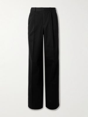Straight-Leg Pleated Cotton-Twill Trousers Straight-Leg Pleated Cotton-Twill Trousers
