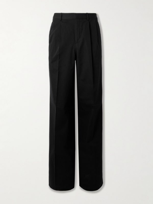 Straight-Leg Pleated Cotton-Twill Trousers Straight-Leg Pleated Cotton-Twill Trousers