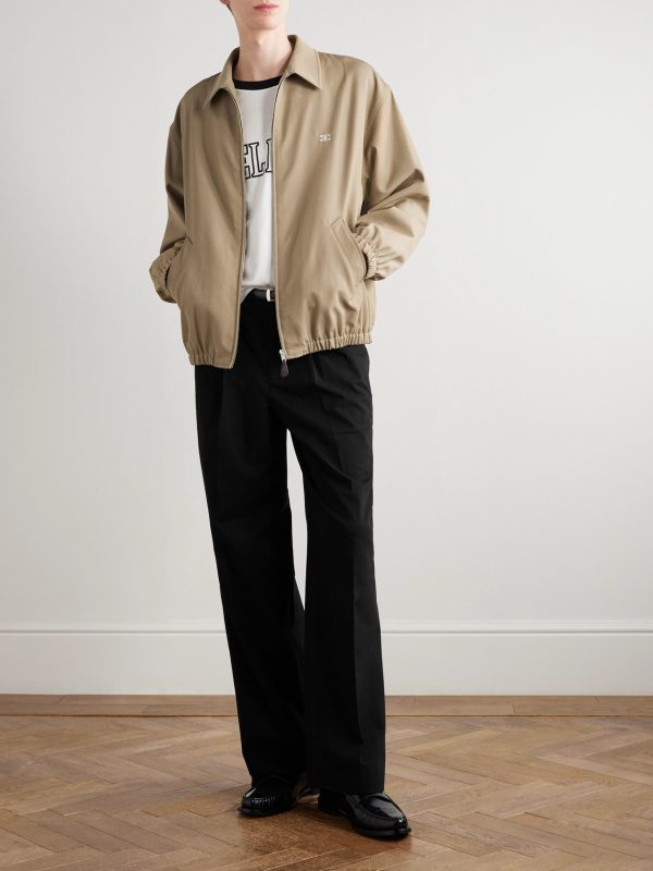 Straight-Leg Pleated Cotton-Twill Trousers - OU Straight-Leg Pleated Cotton-Twill Trousers - OU