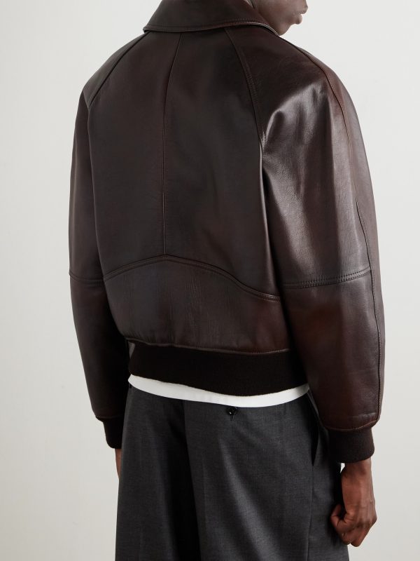 Leather Bomber Jacket - BK Leather Bomber Jacket - BK