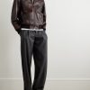 Leather Bomber Jacket - OU Leather Bomber Jacket - OU