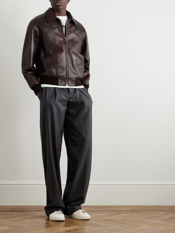 Leather Bomber Jacket - OU Leather Bomber Jacket - OU