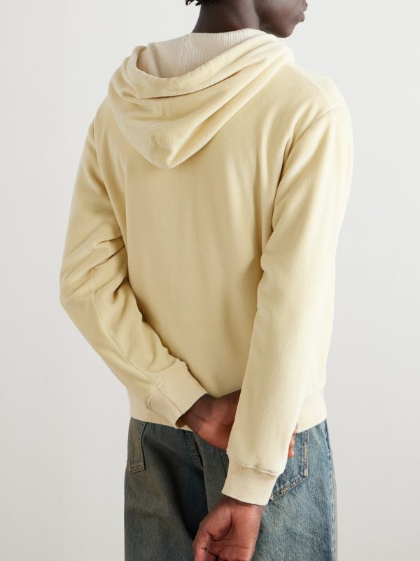 Logo-Embroidered Cotton-Blend Velour Zip-Up Hoodie - BK