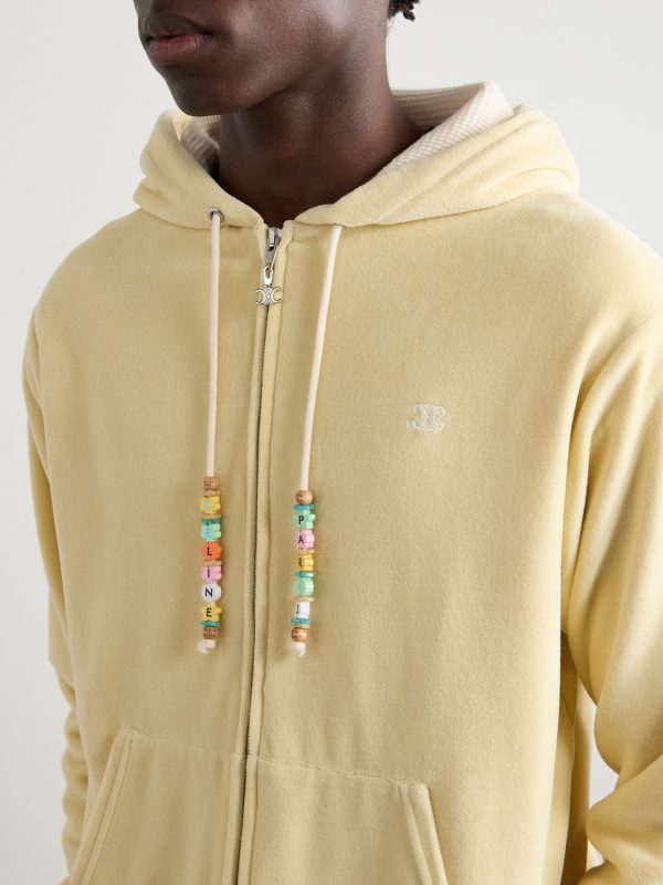 Logo-Embroidered Cotton-Blend Velour Zip-Up Hoodie - E2