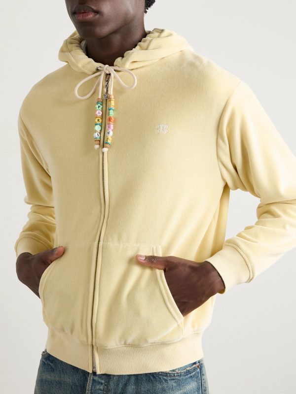 Logo-Embroidered Cotton-Blend Velour Zip-Up Hoodie - FR