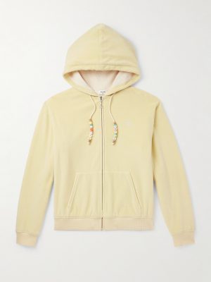Logo-Embroidered Cotton-Blend Velour Zip-Up Hoodie Logo-Embroidered Cotton-Blend Velour Zip-Up Hoodie