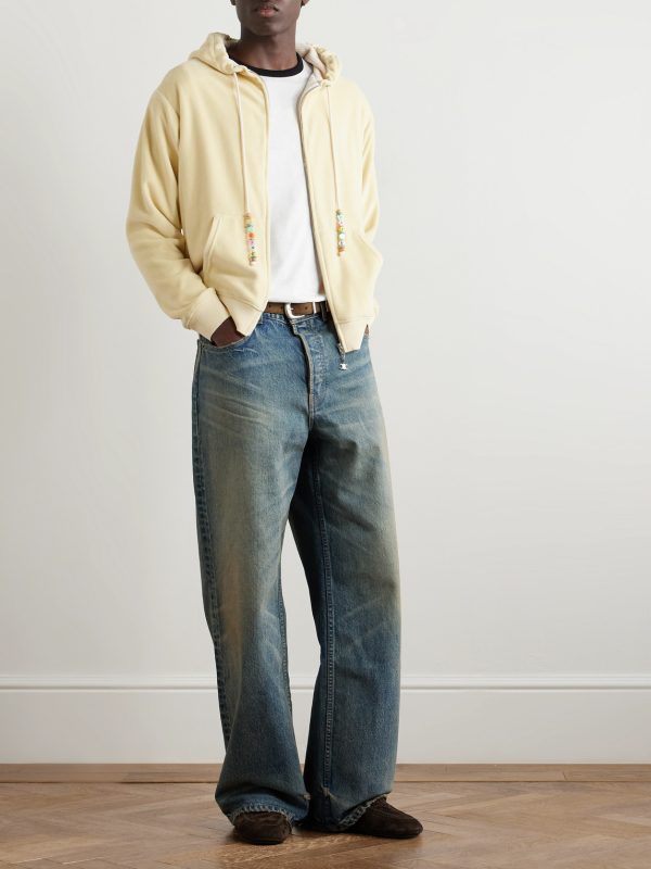 Logo-Embroidered Cotton-Blend Velour Zip-Up Hoodie - OU