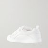 Logo-Embroidered Mesh-Panelled Leather Sneakers - BK
