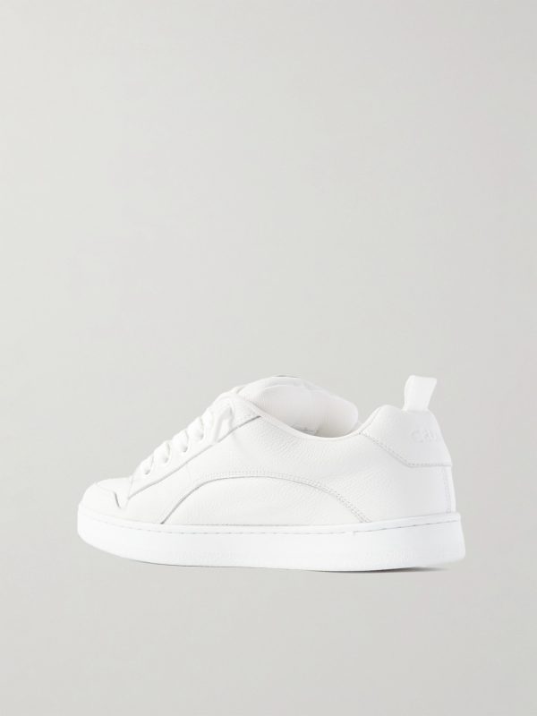 Logo-Embroidered Mesh-Panelled Leather Sneakers - BK