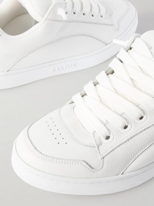 Logo-Embroidered Mesh-Panelled Leather Sneakers - CU