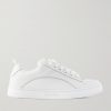 Logo-Embroidered Mesh-Panelled Leather Sneakers