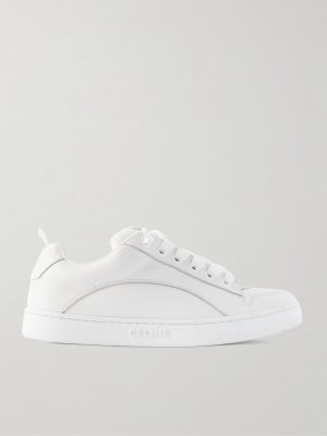 Logo-Embroidered Mesh-Panelled Leather Sneakers Logo-Embroidered Mesh-Panelled Leather Sneakers