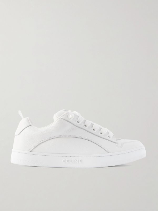 Logo-Embroidered Mesh-Panelled Leather Sneakers