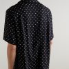 Convertible-Collar Logo-Print Silk-Satin Shirt - BK Convertible-Collar Logo-Print Silk-Satin Shirt - BK