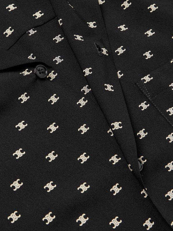 Convertible-Collar Logo-Print Silk-Satin Shirt - CU Convertible-Collar Logo-Print Silk-Satin Shirt - CU