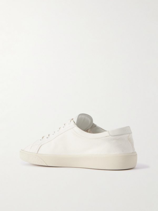 Leather-Trimmed Logo-Embroidered Canvas Sneakers - BK Leather-Trimmed Logo-Embroidered Canvas Sneakers - BK