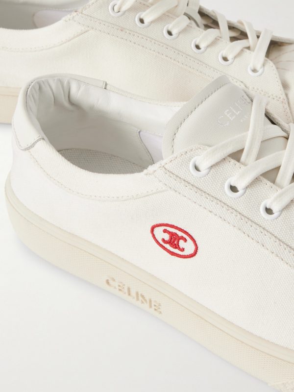 Leather-Trimmed Logo-Embroidered Canvas Sneakers - CU Leather-Trimmed Logo-Embroidered Canvas Sneakers - CU