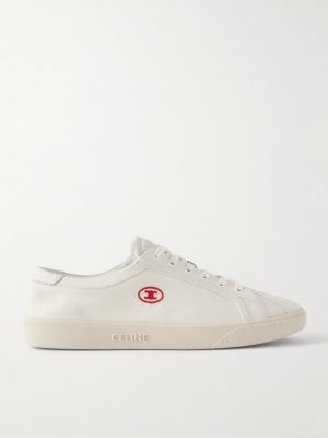 Leather-Trimmed Logo-Embroidered Canvas Sneakers Leather-Trimmed Logo-Embroidered Canvas Sneakers