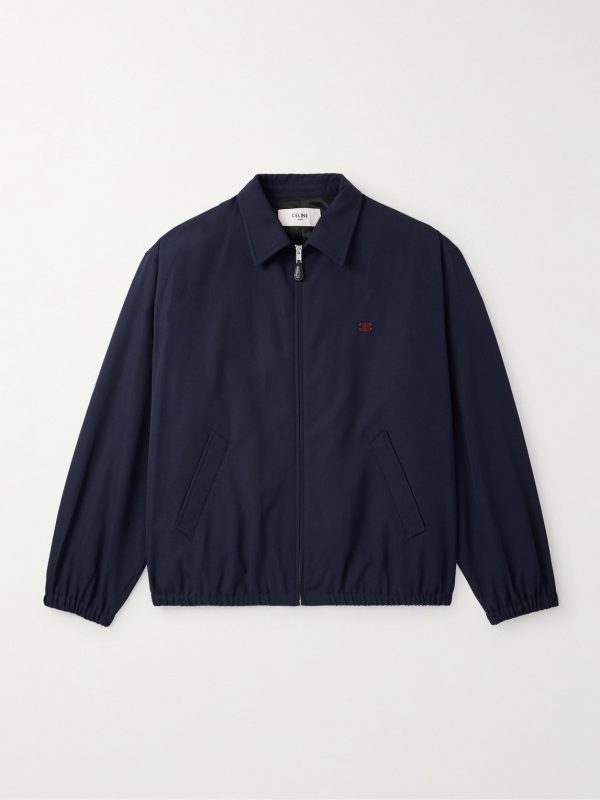 Logo-Embroidered Wool and Cotton-Blend Gabardine Blouson Jacket