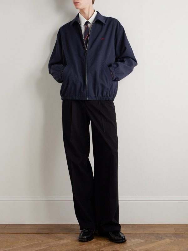 Logo-Embroidered Wool and Cotton-Blend Gabardine Blouson Jacket - OU