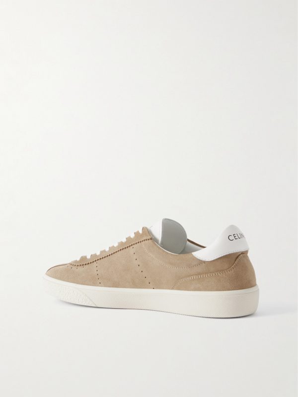 Logo-Embossed Leather-Trimmed Suede Sneakers - BK Logo-Embossed Leather-Trimmed Suede Sneakers - BK