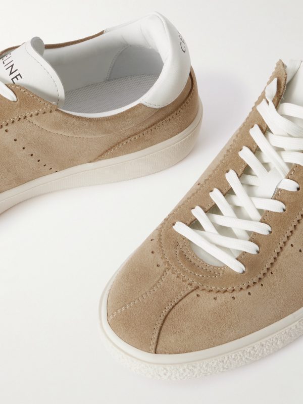 Logo-Embossed Leather-Trimmed Suede Sneakers - CU Logo-Embossed Leather-Trimmed Suede Sneakers - CU