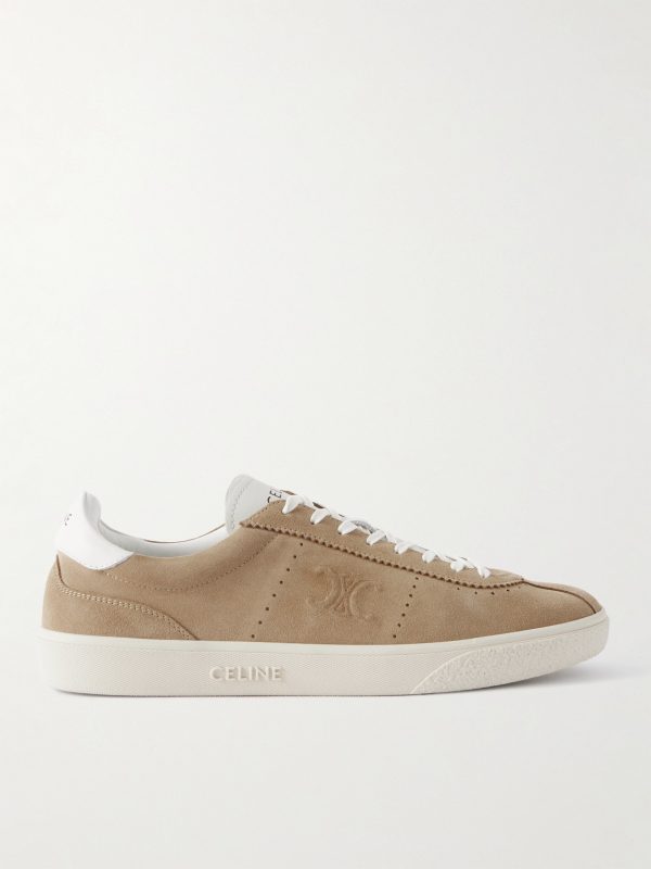 Logo-Embossed Leather-Trimmed Suede Sneakers Logo-Embossed Leather-Trimmed Suede Sneakers